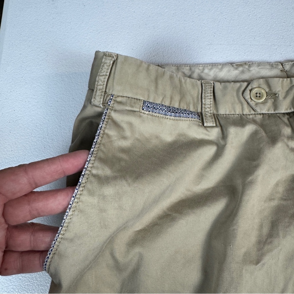 Mens Chino Pants 32x27 Khaki Straight Leg Flat Front Made in Italy - Picture 3 of 7